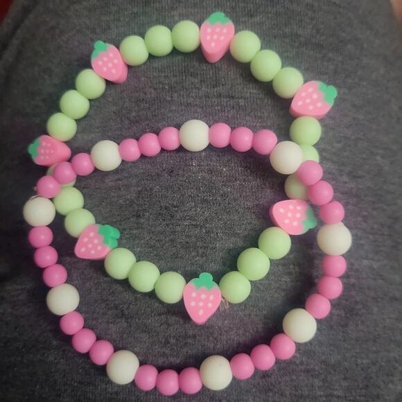 The Closet Fairy Jewelry - kawaii strawberry beaded bracelet set